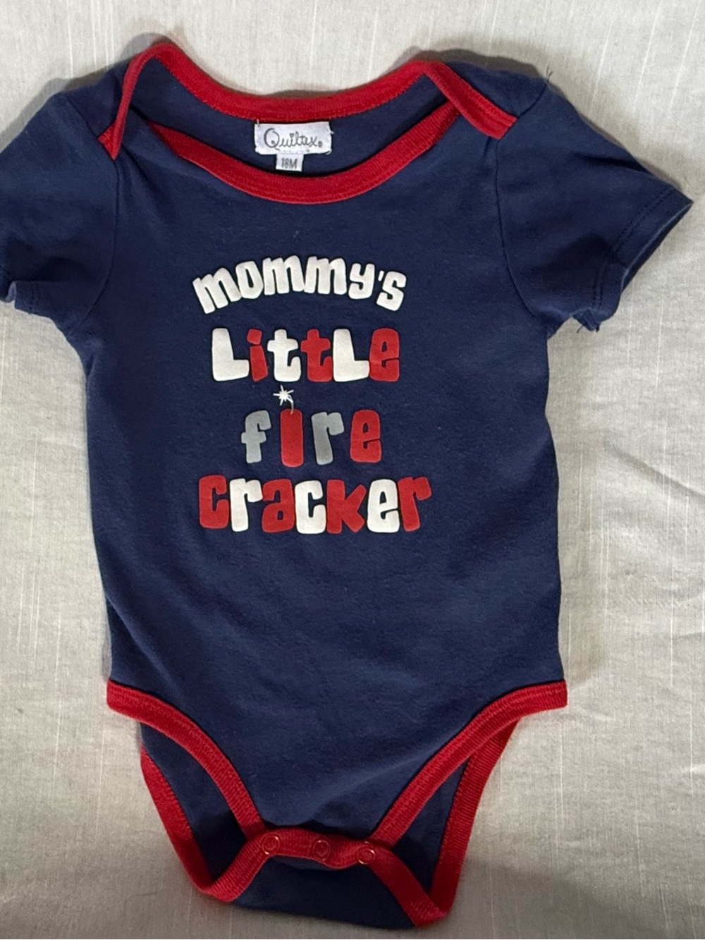 Quiltex Mommy’s Little Firecracker Baby Bodysuit 18M Patriotic